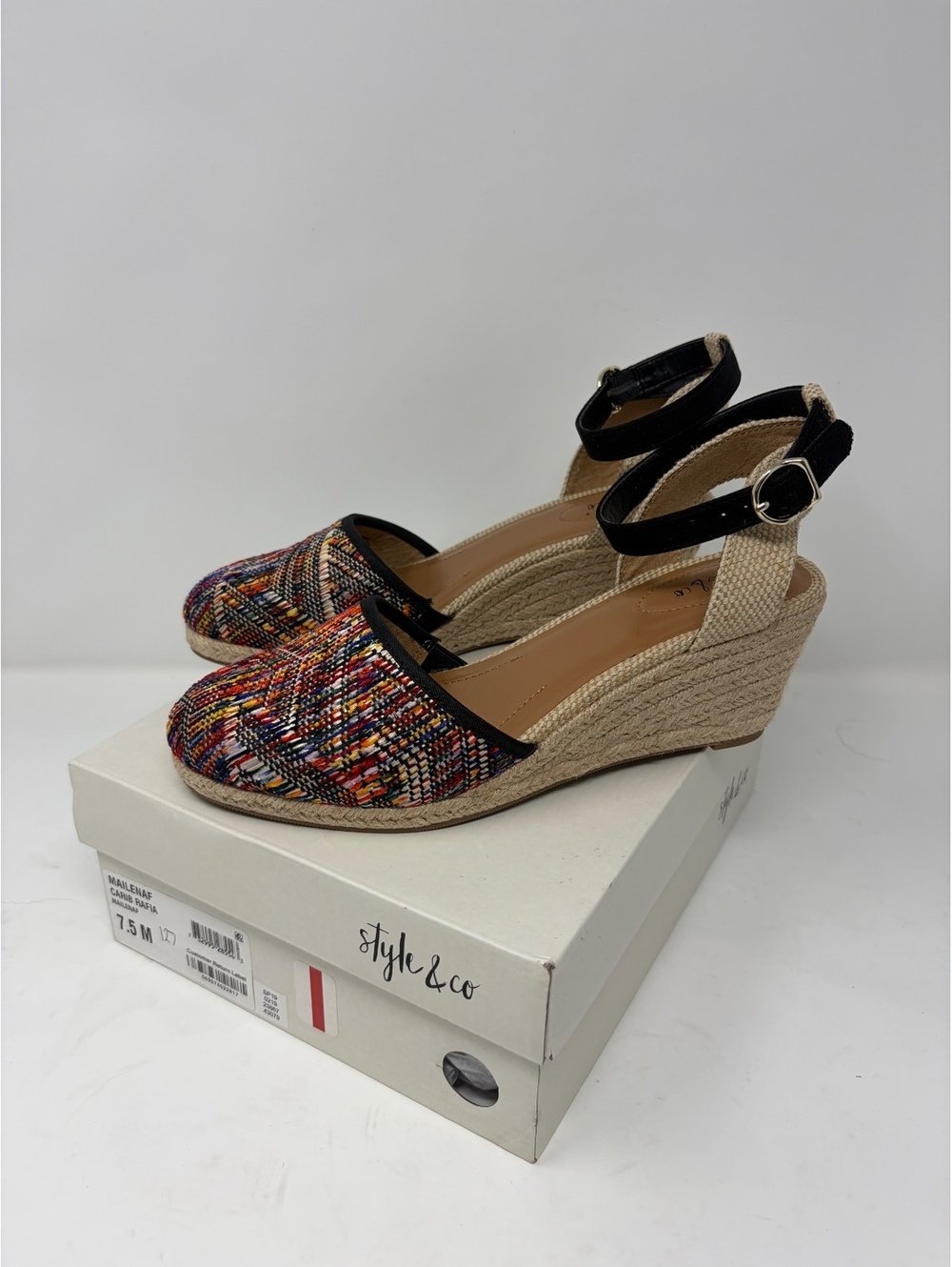 Style & Co Mailenaf Carib Rafla Espadrille Wedge Sandals 7.5